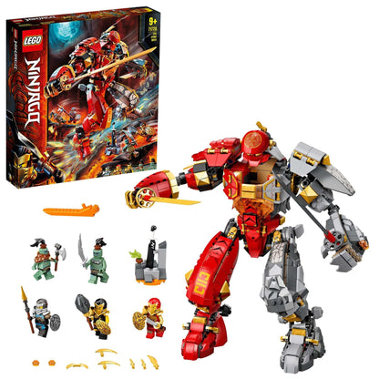 LEGO NINJAGO Fire Stone Ninja Mech Toy 71720 with minifigures and weapons for epic battles.