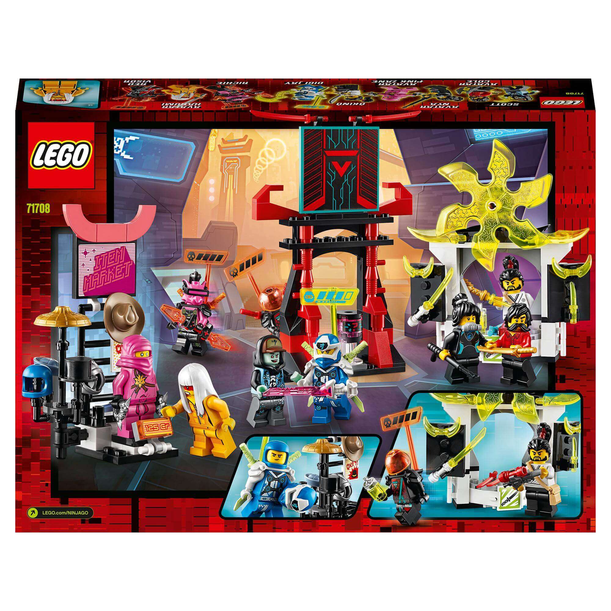 LEGO® NINJAGO Gamer's Market Minifigures Set 71708 with 9 characters and toy market for Prime Empire scenes.