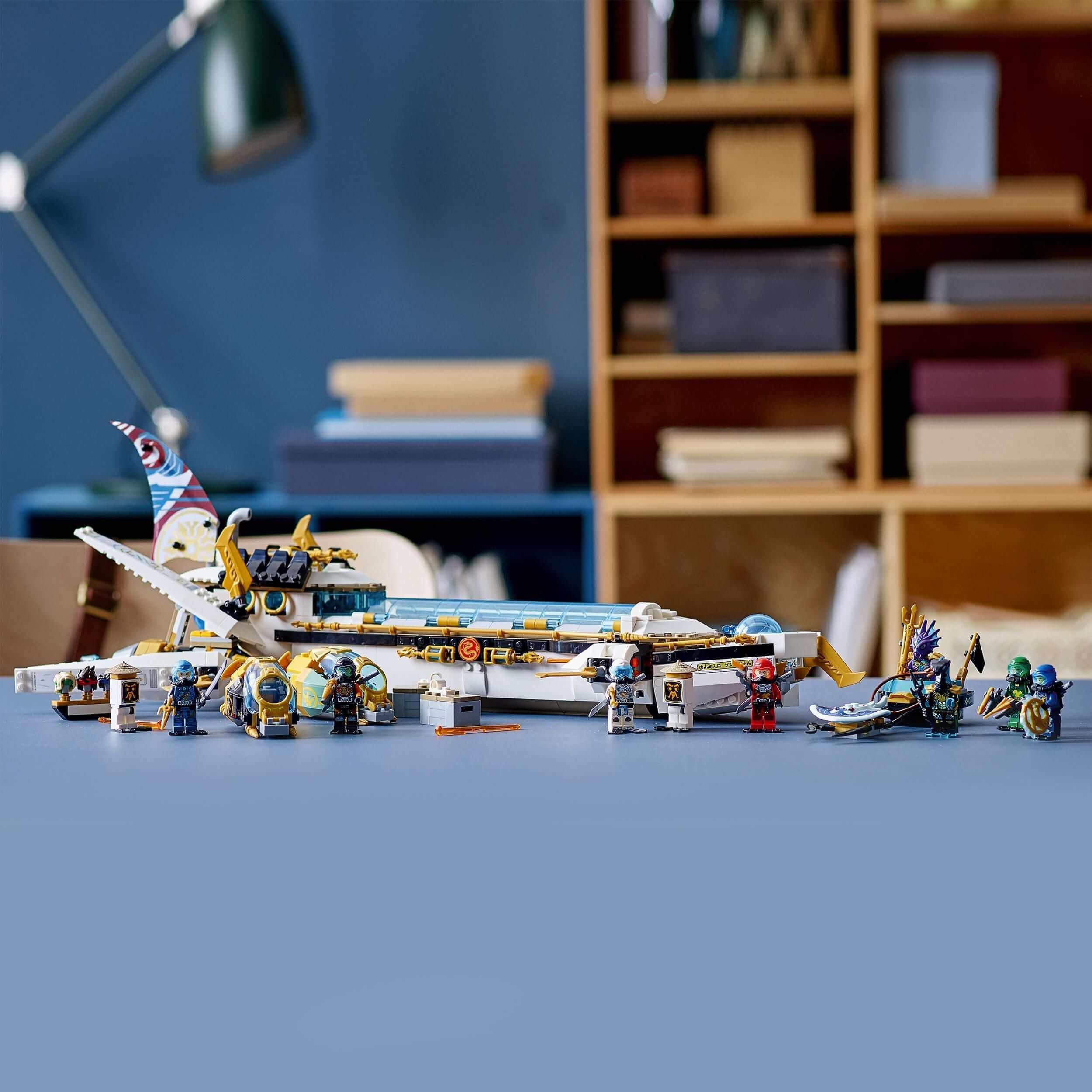 LEGO NINJAGO Hydro Bounty Submarine Set 71756 with 10 minifigures for undersea battles