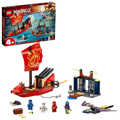LEGO NINJAGO Legacy Destiny’s Bounty Ship Set 71749 with dragon toys, minifigures and island playset for kids.