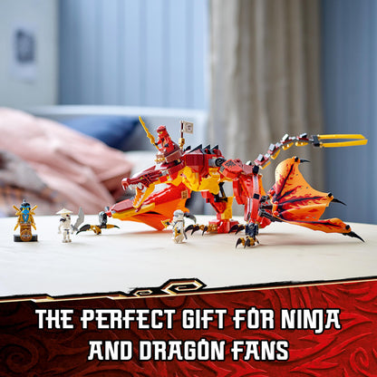 LEGO NINJAGO Legacy Fire Dragon Attack Toy 71753, a posable dragon with moving features, ideal for kids' play.