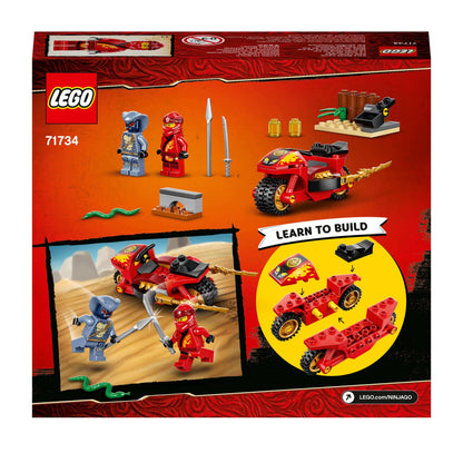 LEGO NINJAGO Legacy Kai’s Blade Cycle Set 71734 with motorcycle, catapult, and two minifigures for kids.