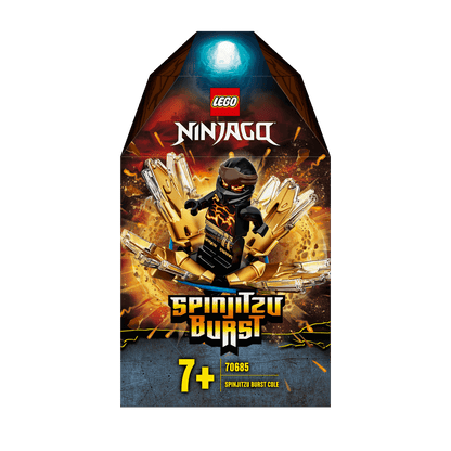 LEGO® NINJAGO Spinjitzu Burst Cole Spinner Toy 70685 packaging featuring Cole character and vibrant graphics.