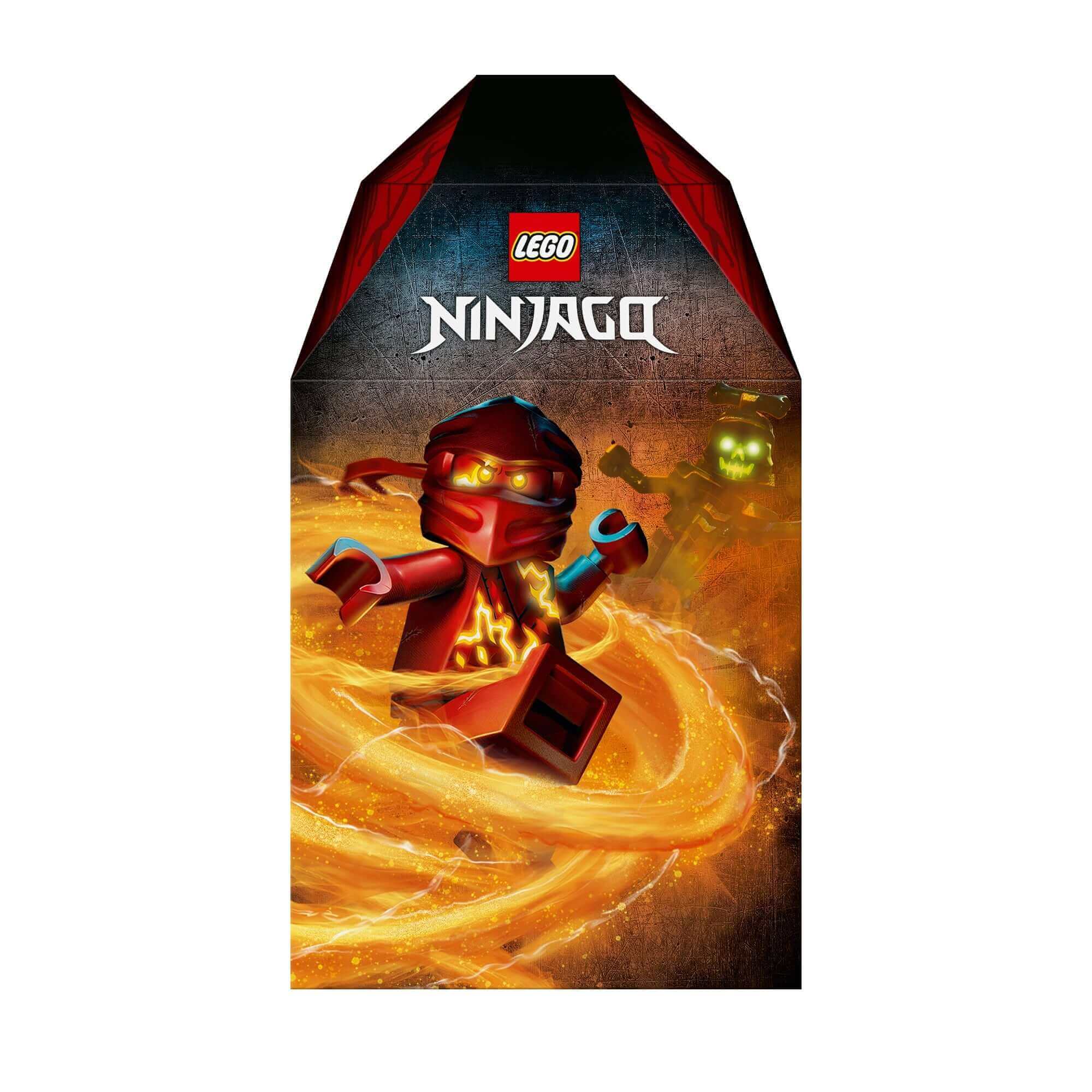 LEGO® NINJAGO Spinjitzu Burst Kai Spinner Toy packaging with Kai character in action against a swirling background.