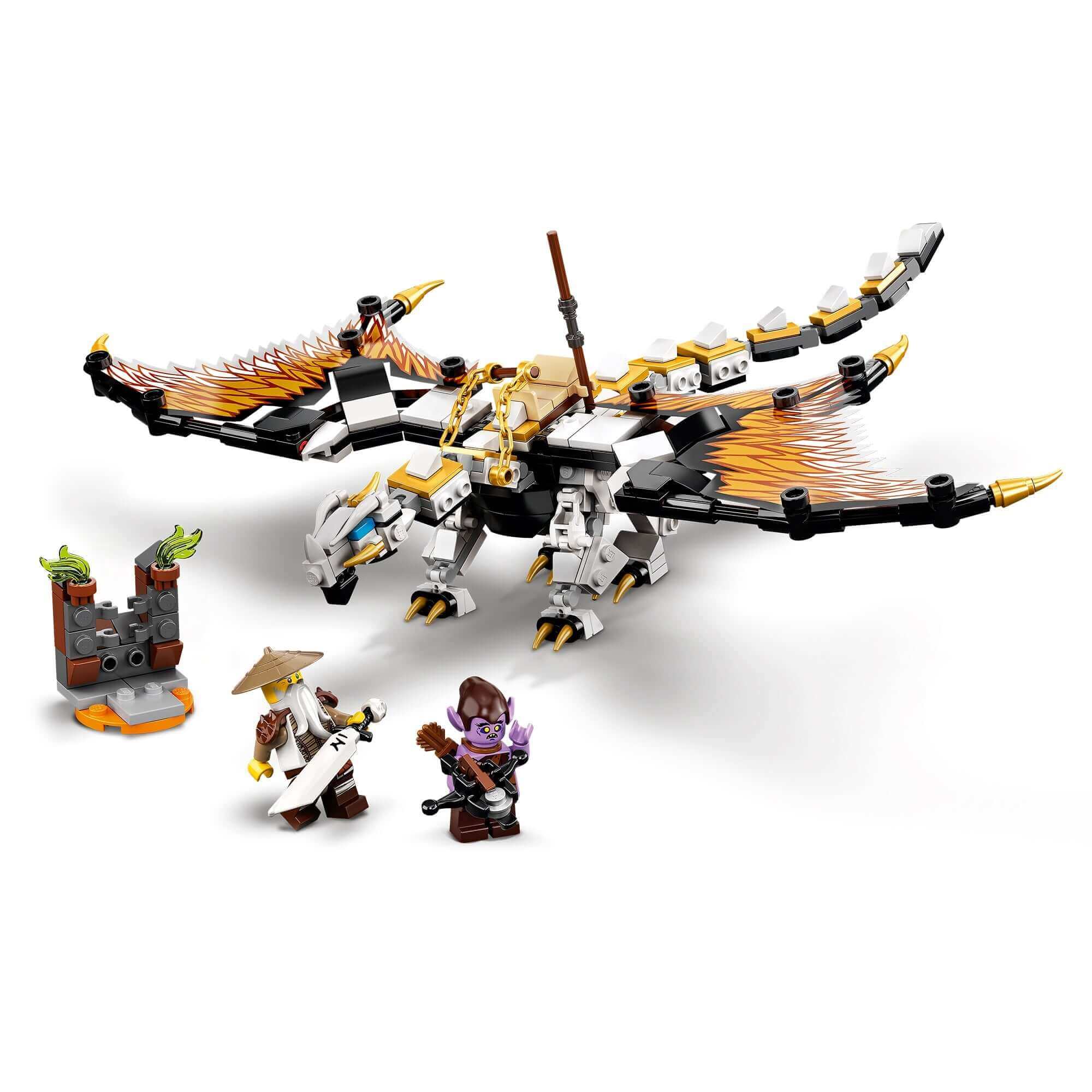 LEGO NINJAGO Wu's Battle Dragon Toy 71718 featuring Wu and Gleck in action-packed Dungeons of Shintaro.