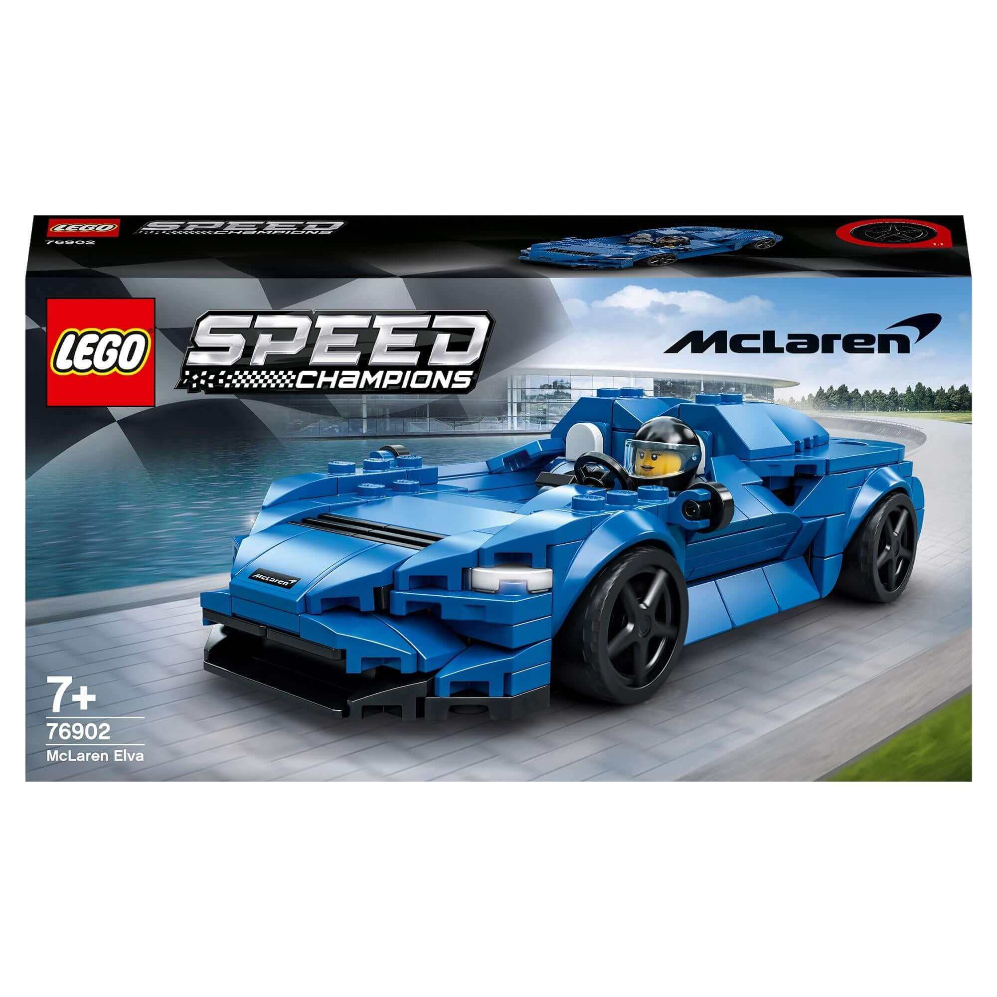 LEGO Speed Champions McLaren Elva Race Car Toy 76902, ideal for play and display, perfect for kids and car enthusiasts.