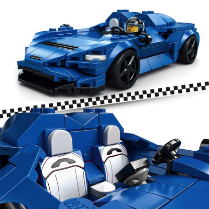 LEGO® Speed Champions McLaren Elva Race Car Toy 76902, detailed model with driver, perfect for play and display.