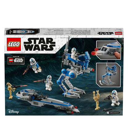 LEGO Star Wars 501st Legion Clone Troopers set with AR-RT Walker, BARC Speeder, minifigures, and Battle Droids.