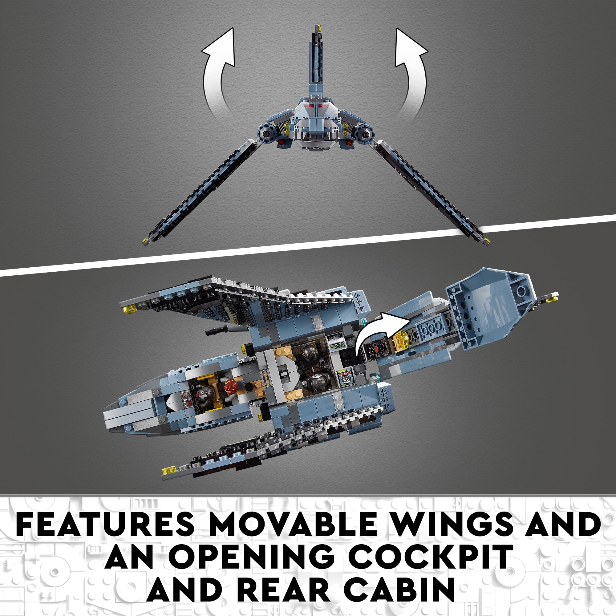 LEGO Star Wars The Bad Batch Attack Shuttle 75314 with movable wings and opening cockpit, perfect for imaginative play.
