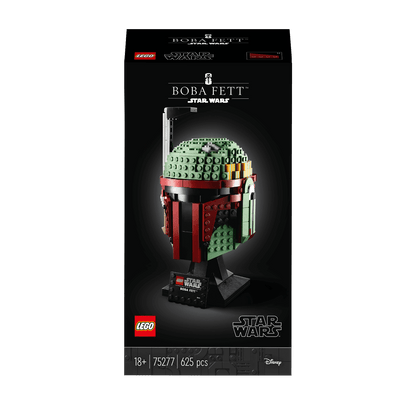LEGO Star Wars Boba Fett Helmet Building Set 75277 packaging with details and features for adult collectors.