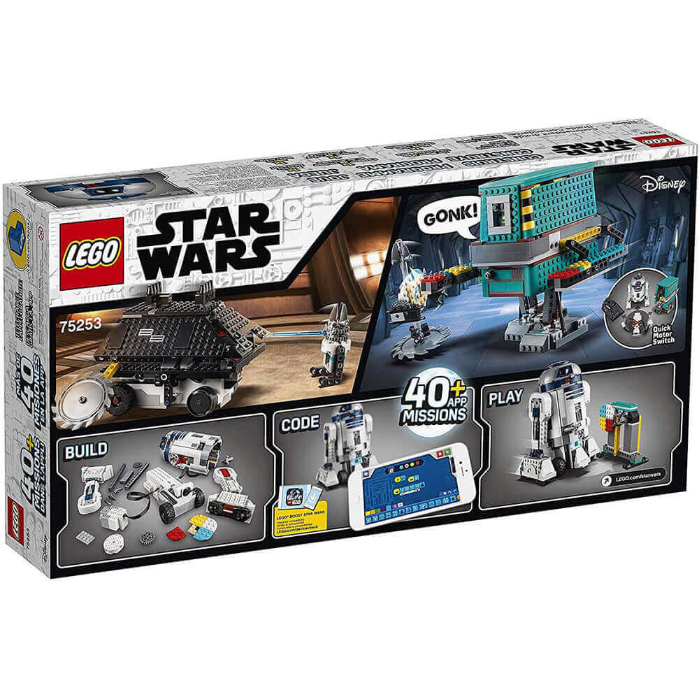 LEGO Star Wars BOOST Droid Commander set 75253 box showcasing droid robots and app-controlled missions.