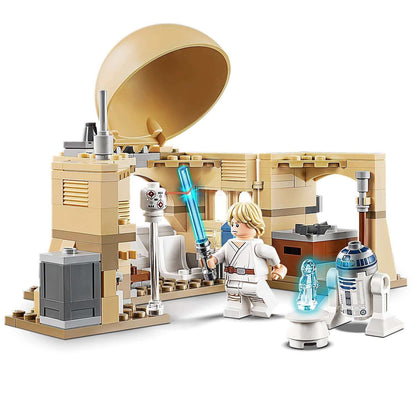 LEGO Star Wars Obi-Wan's Hut Playset 75270 with Luke Skywalker, R2-D2, and a droid, perfect for imaginative play.