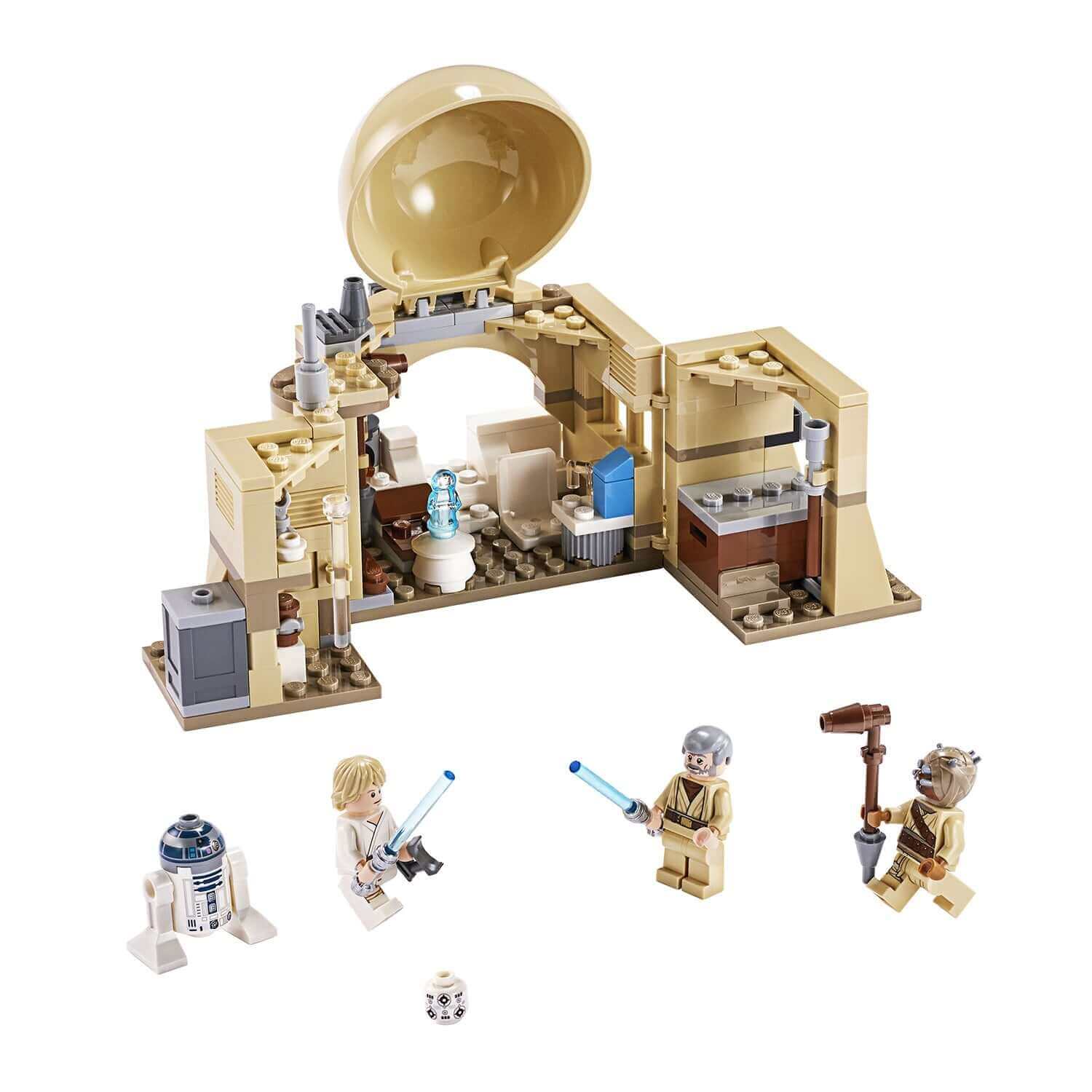 LEGO Star Wars Obi-Wan’s Hut Playset 75270 with minifigures, including Obi-Wan, R2-D2 and more, perfect for action scenes.