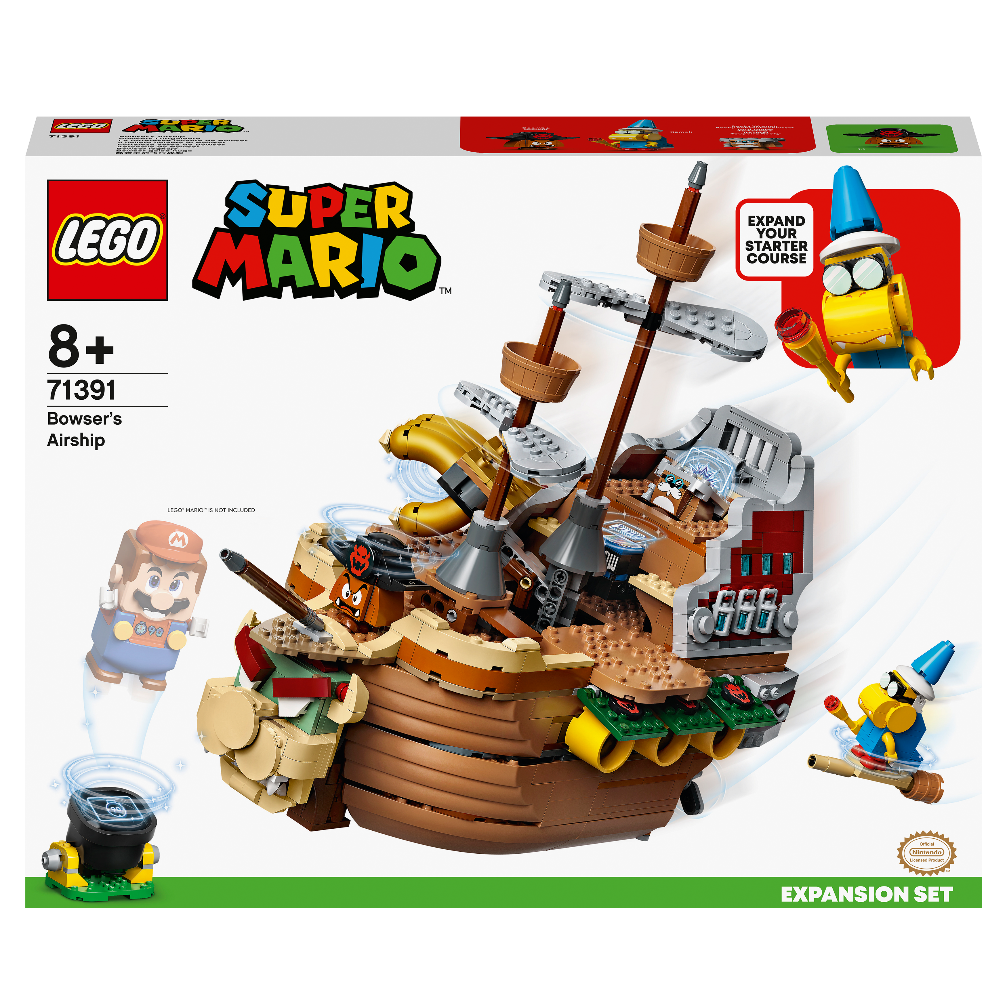 LEGO Super Mario Bowser Airship Expansion Set 71391, featuring Bowser's iconic airship for exciting play.