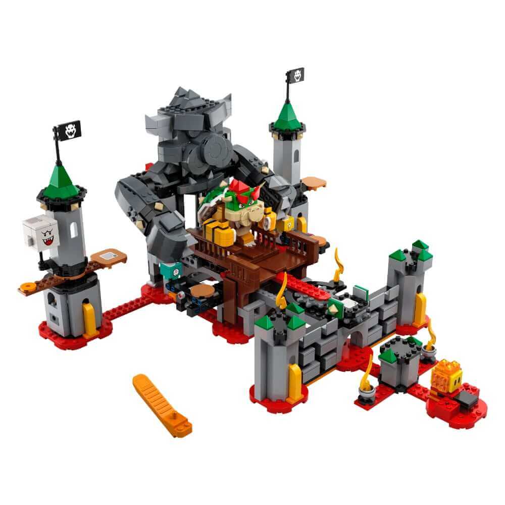 LEGO® Super Mario™ Bowser's Castle set 71369 with Bowser, Dry Bones, and Boo figures for interactive battles.