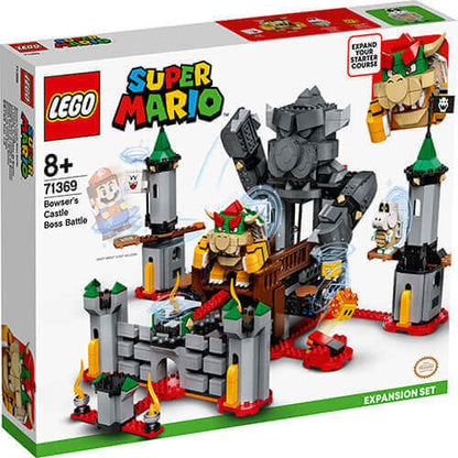 LEGO Super Mario Bowser's Castle Boss Battle Expansion Set 71369 with colorful castle design and characters.
