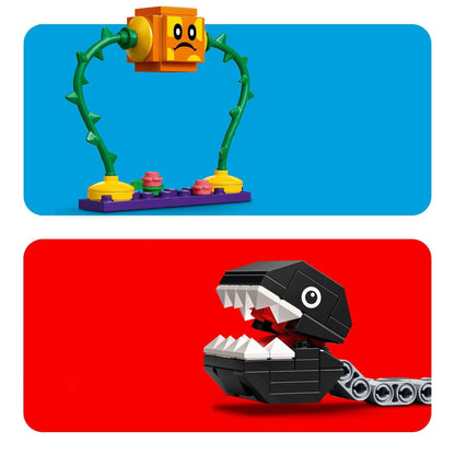 LEGO Super Mario Jungle Encounter Expansion Set 71381 featuring a Chain Chomp and a Soda Jungle challenge.