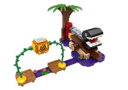 LEGO® Super Mario Jungle Encounter Expansion Set 71381 featuring Chain Chomp and Soda Jungle elements for interactive play.