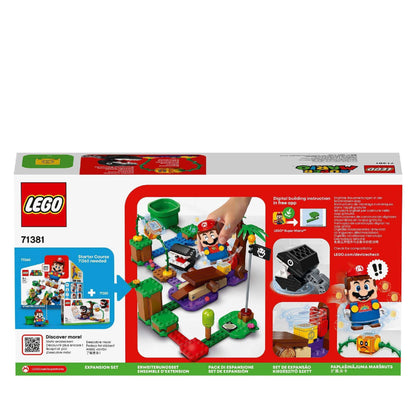 LEGO® Super Mario Jungle Encounter Expansion Set 71381 featuring Chain Chomp and interactive gameplay elements.