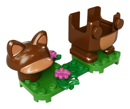 LEGO® Super Mario Tanooki Power-Up Pack pieces with a brown Tanooki head and green base, perfect for interactive play.