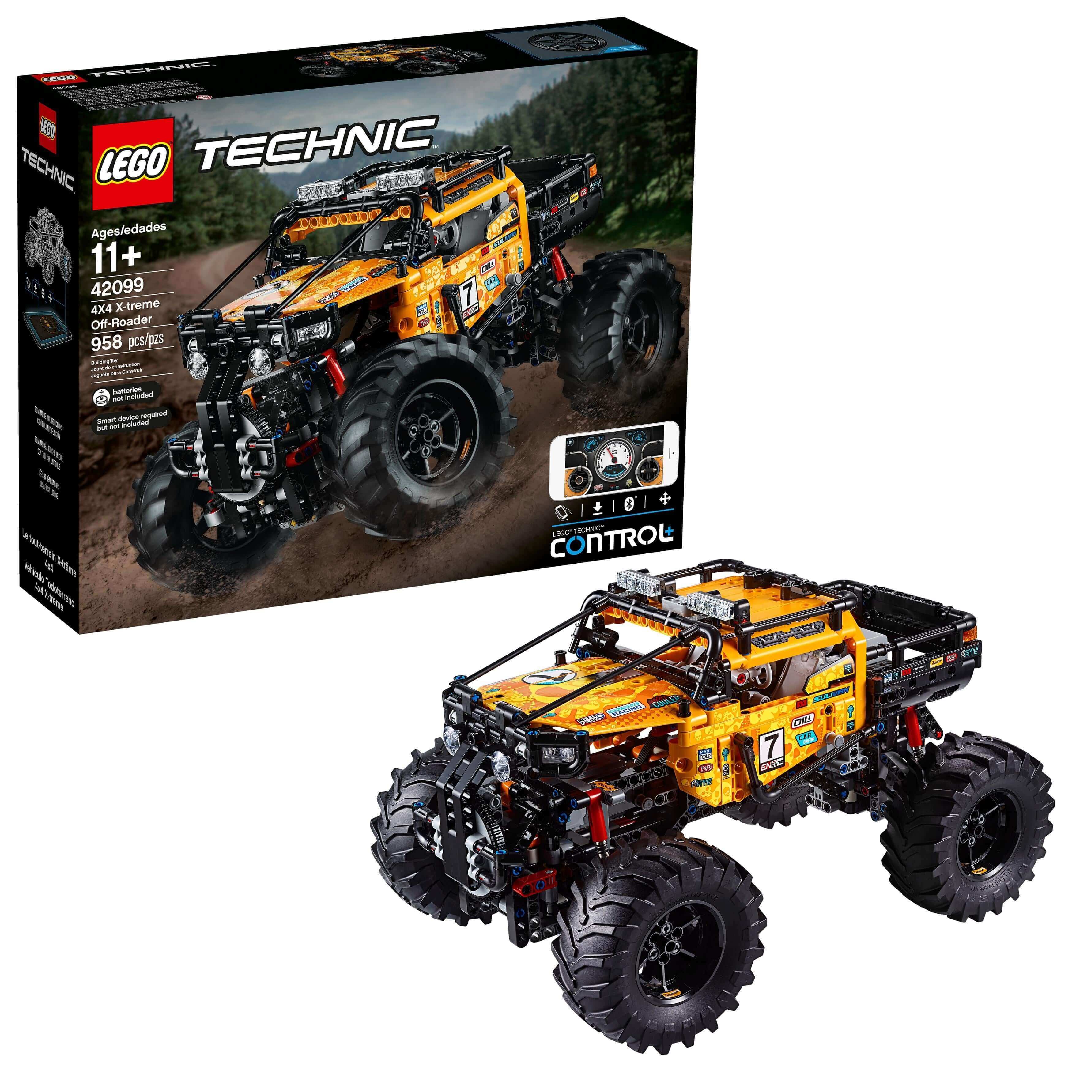 LEGO Technic 4x4 X-treme Off-Roader Set 42099, powered by Smart Hub, featuring 3 motors and CONTROL+ app compatibility.