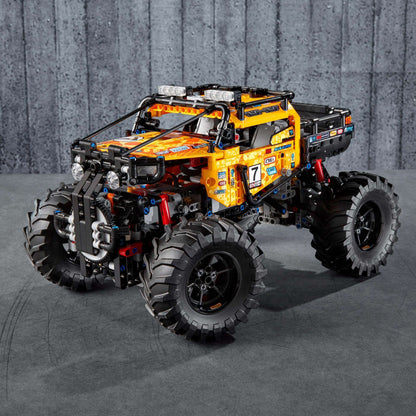 LEGO Technic 4x4 X-treme Off-Roader Set 42099 displayed with large tires and advanced motors for off-road adventures.