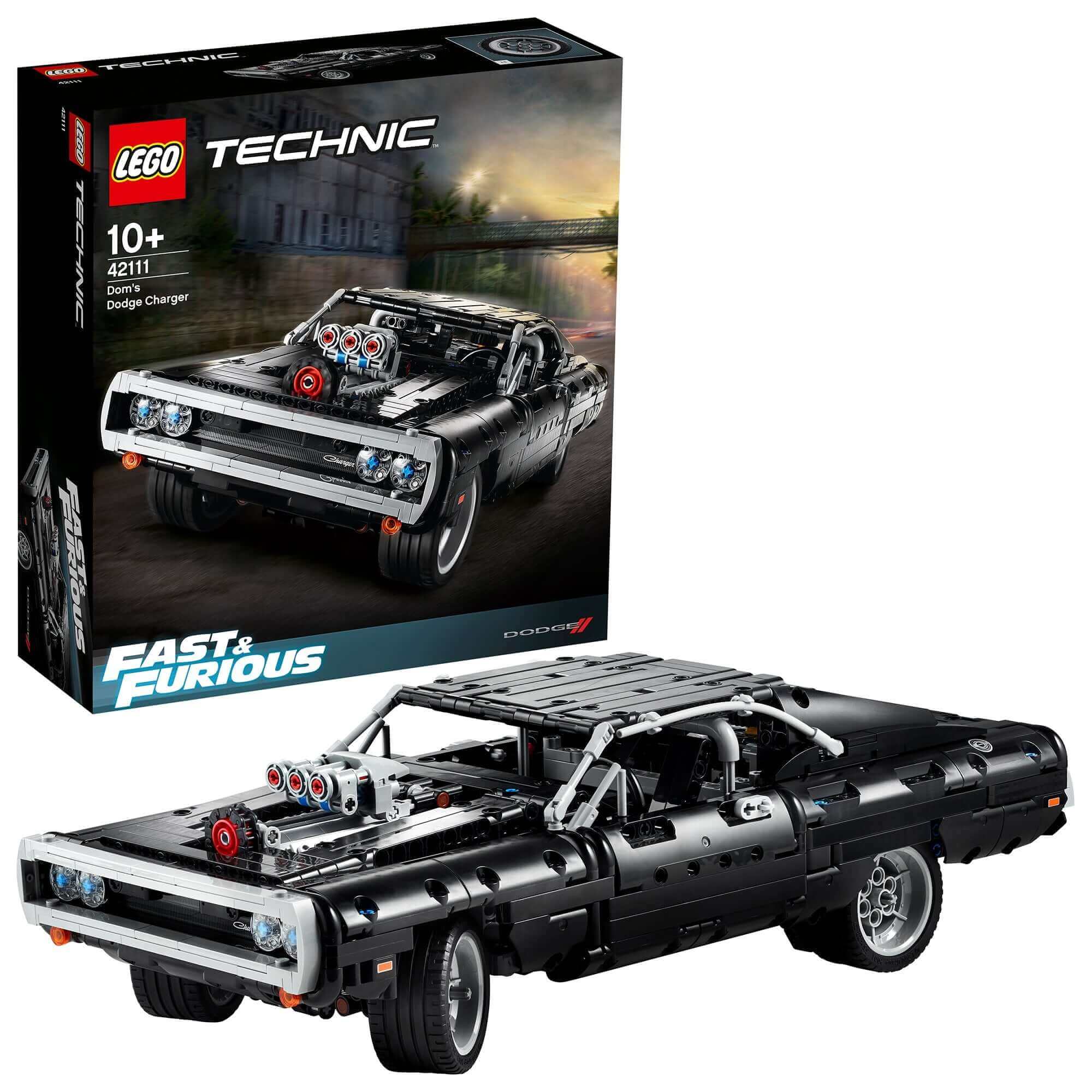 LEGO® Technic Dom's Dodge Charger set 42111 featuring intricate details for Fast & Furious fans.