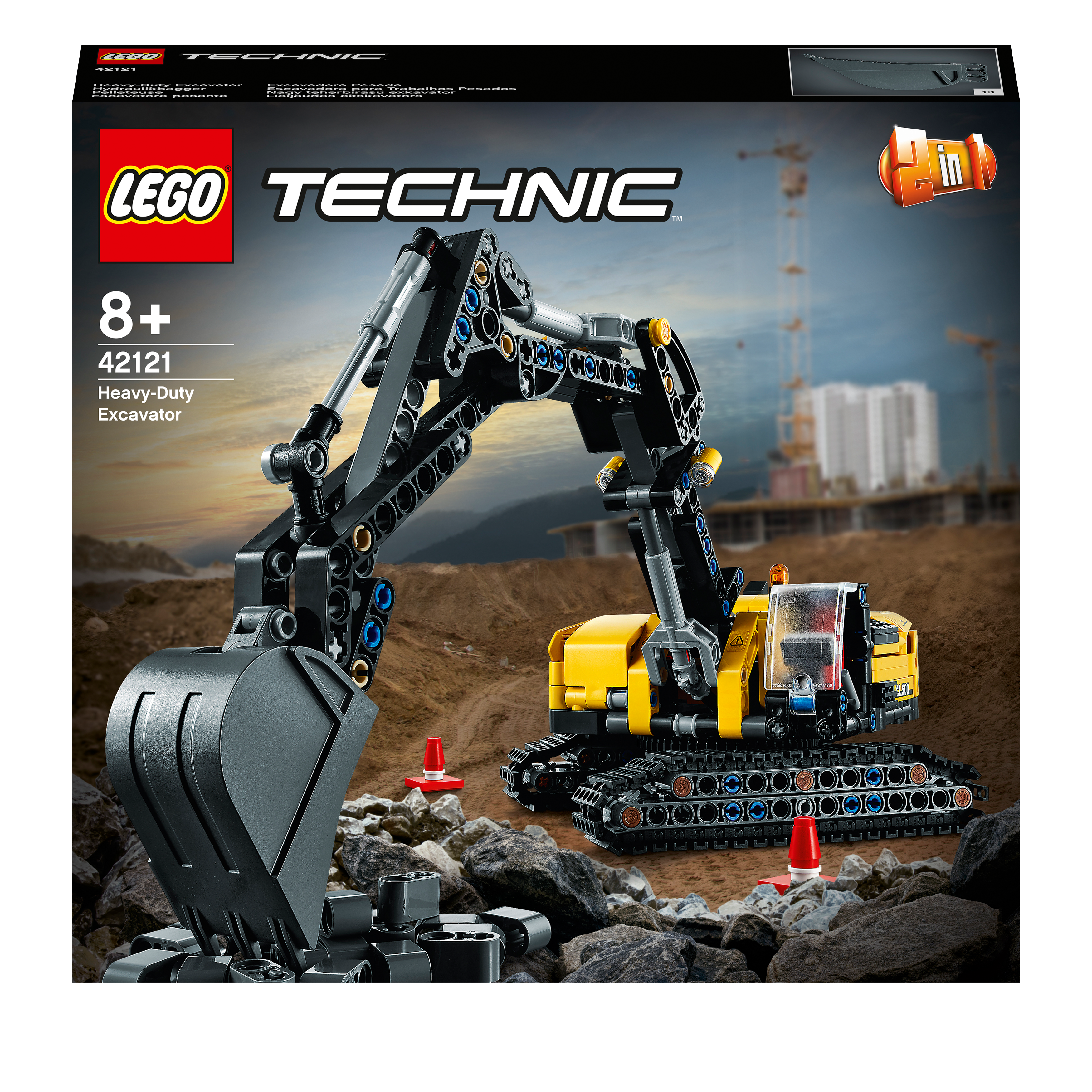 LEGO® Technic Heavy-Duty Excavator 42121 building set for kids, featuring realistic construction vehicle design.