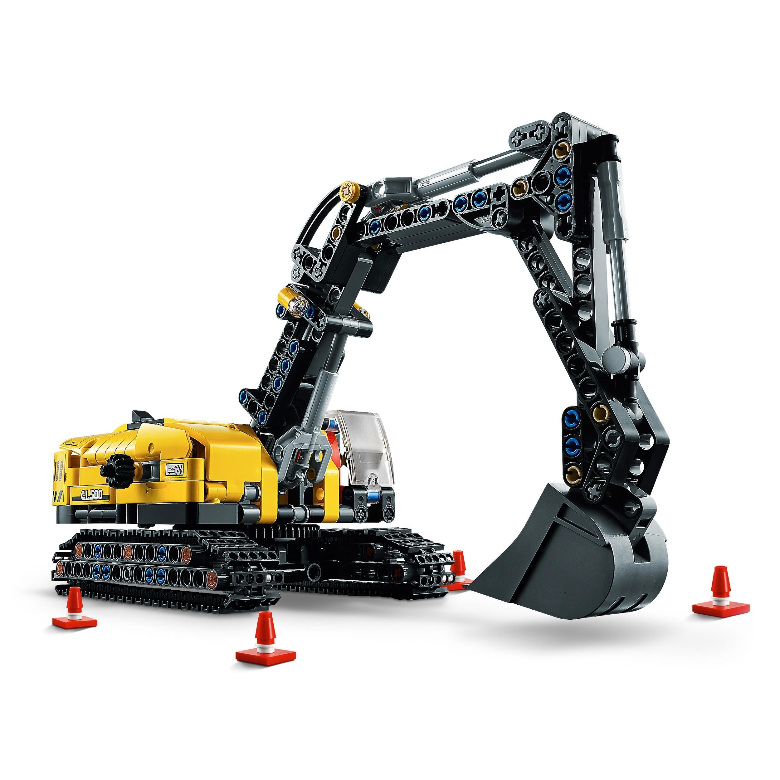 LEGO® Technic Heavy-Duty Excavator 42121 building set with movable arm and bucket for kids who love construction toys.