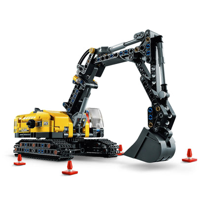 LEGO® Technic Heavy-Duty Excavator 42121 building set with movable arm and bucket for kids who love construction toys.