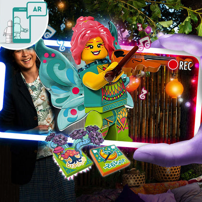 LEGO® VIDIYO Folk Fairy BeatBox set featuring a colorful fairy with a violin and AR interaction in a vibrant setting.