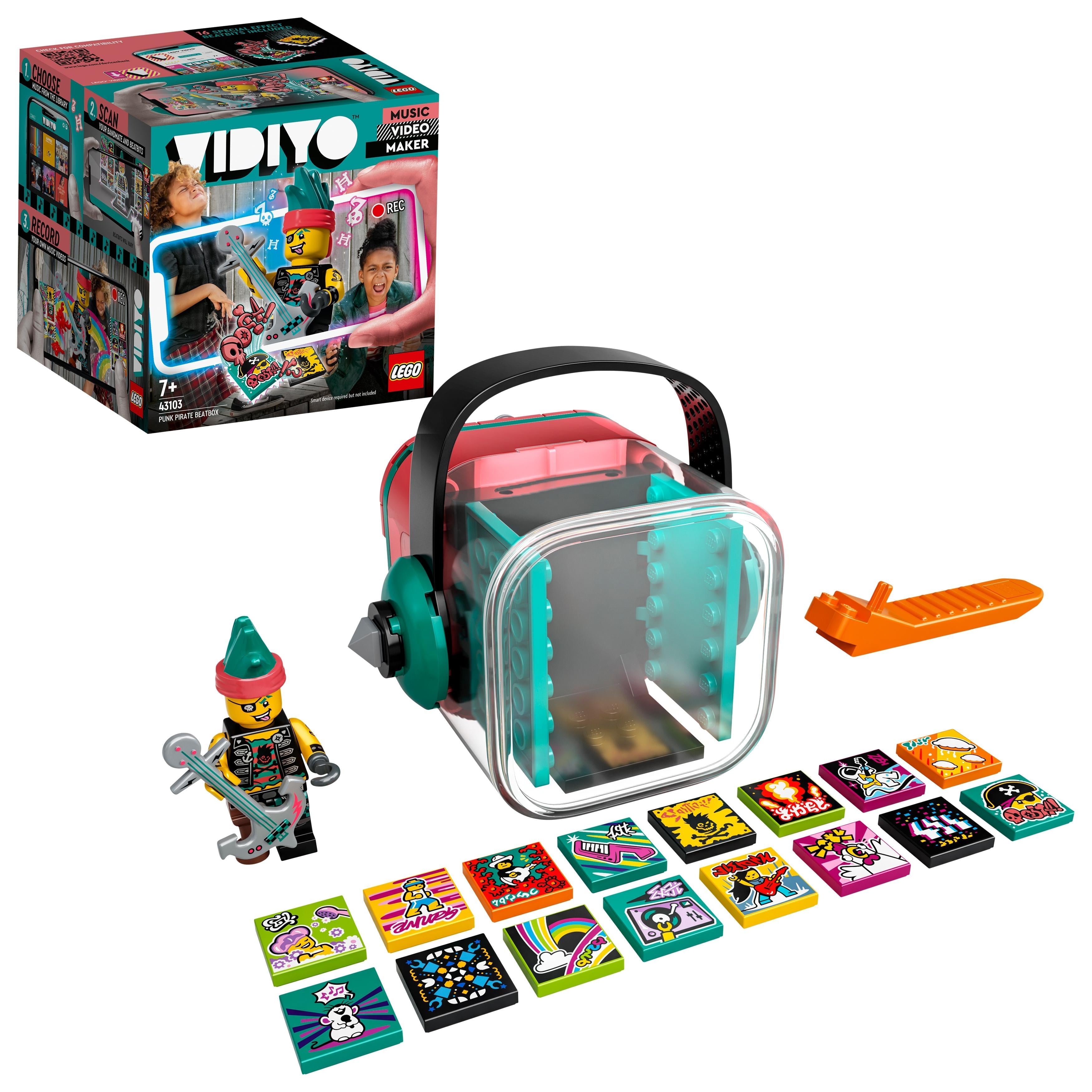 LEGO VIDIYO Punk Pirate BeatBox set with music video maker, minifigure, and colorful beat bits. Perfect for creative kids.