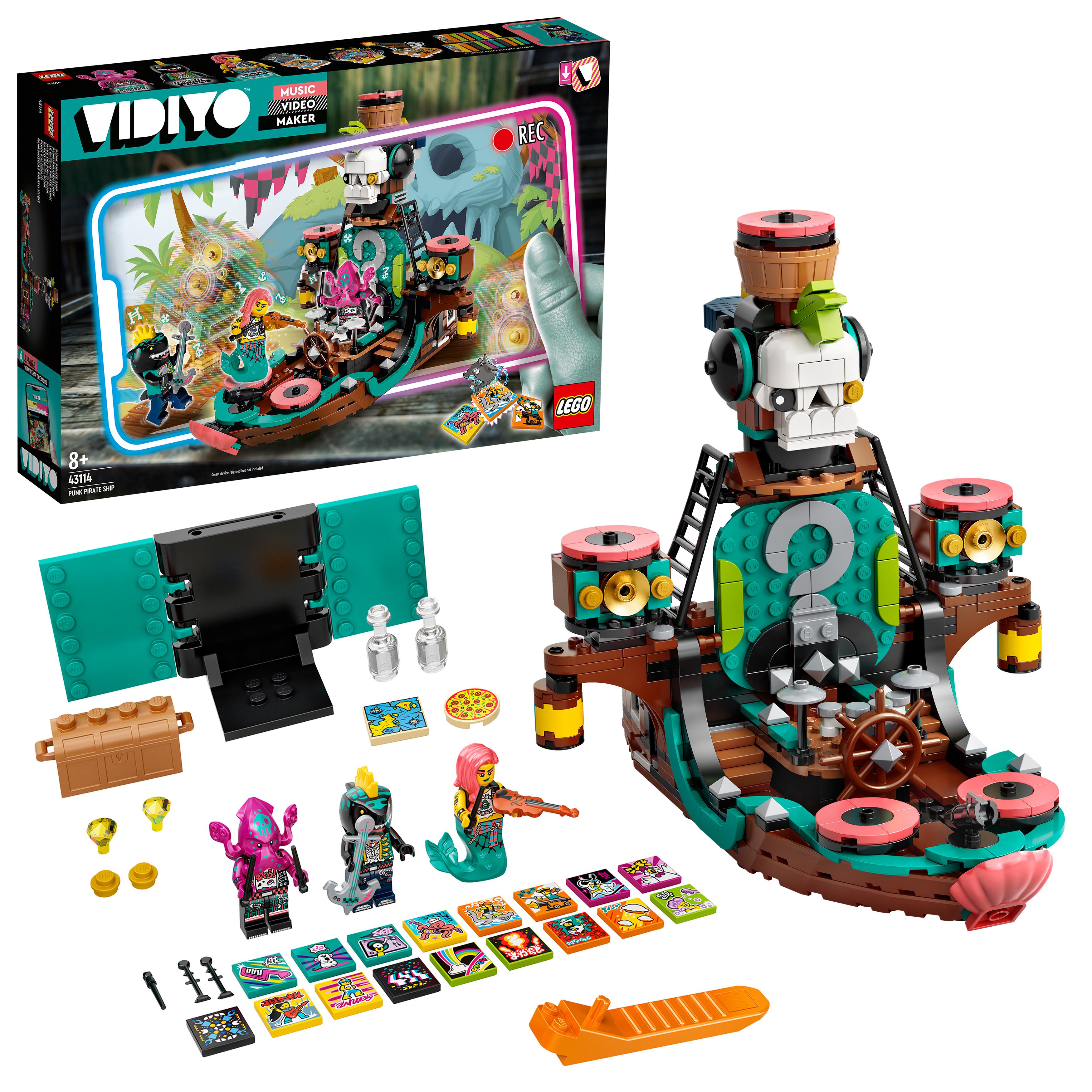 LEGO® VIDIYO Punk Pirate Ship BeatBox Set 43114 with colorful build, figures, and accessories for creative music video production.
