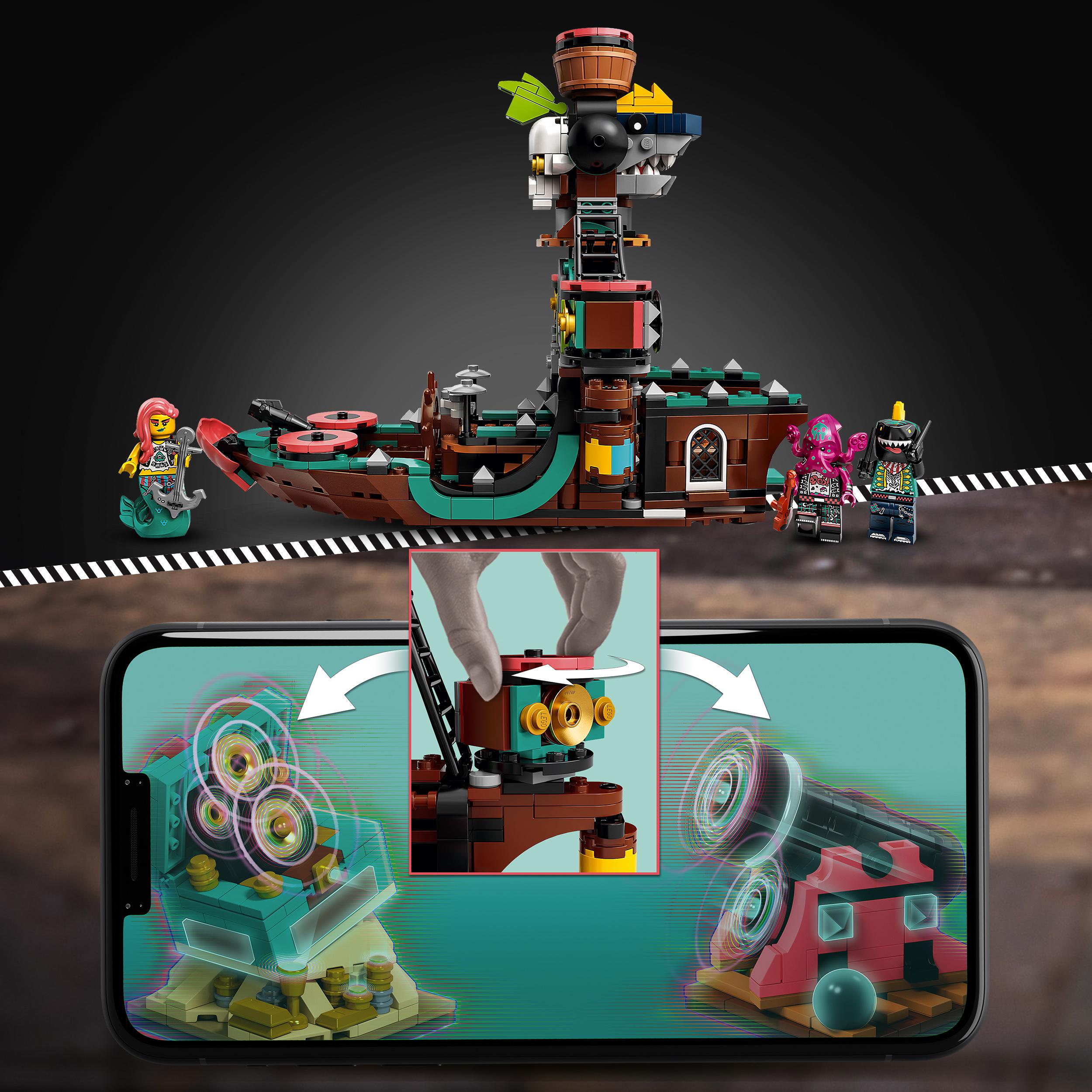 LEGO® VIDIYO Punk Pirate Ship BeatBox Set 43114 with app features, inspiring kids to create music videos.
