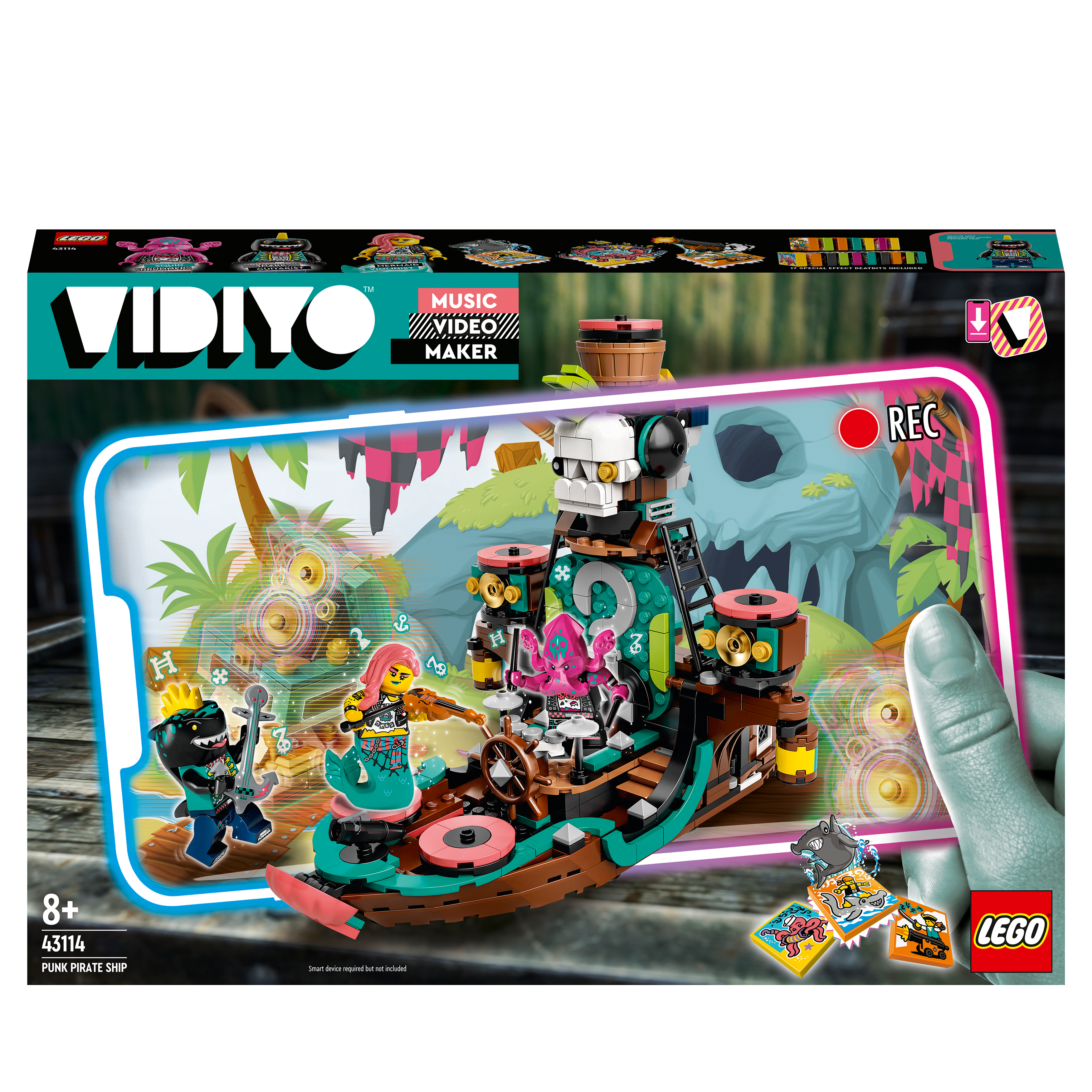 LEGO VIDIYO Punk Pirate Ship BeatBox Set 43114, featuring a colorful pirate ship for creative music video making.