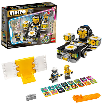 LEGO VIDIYO Robo HipHop Car BeatBox Set 43112 featuring a music video maker, mini-figures, and colorful accessories for creative play.