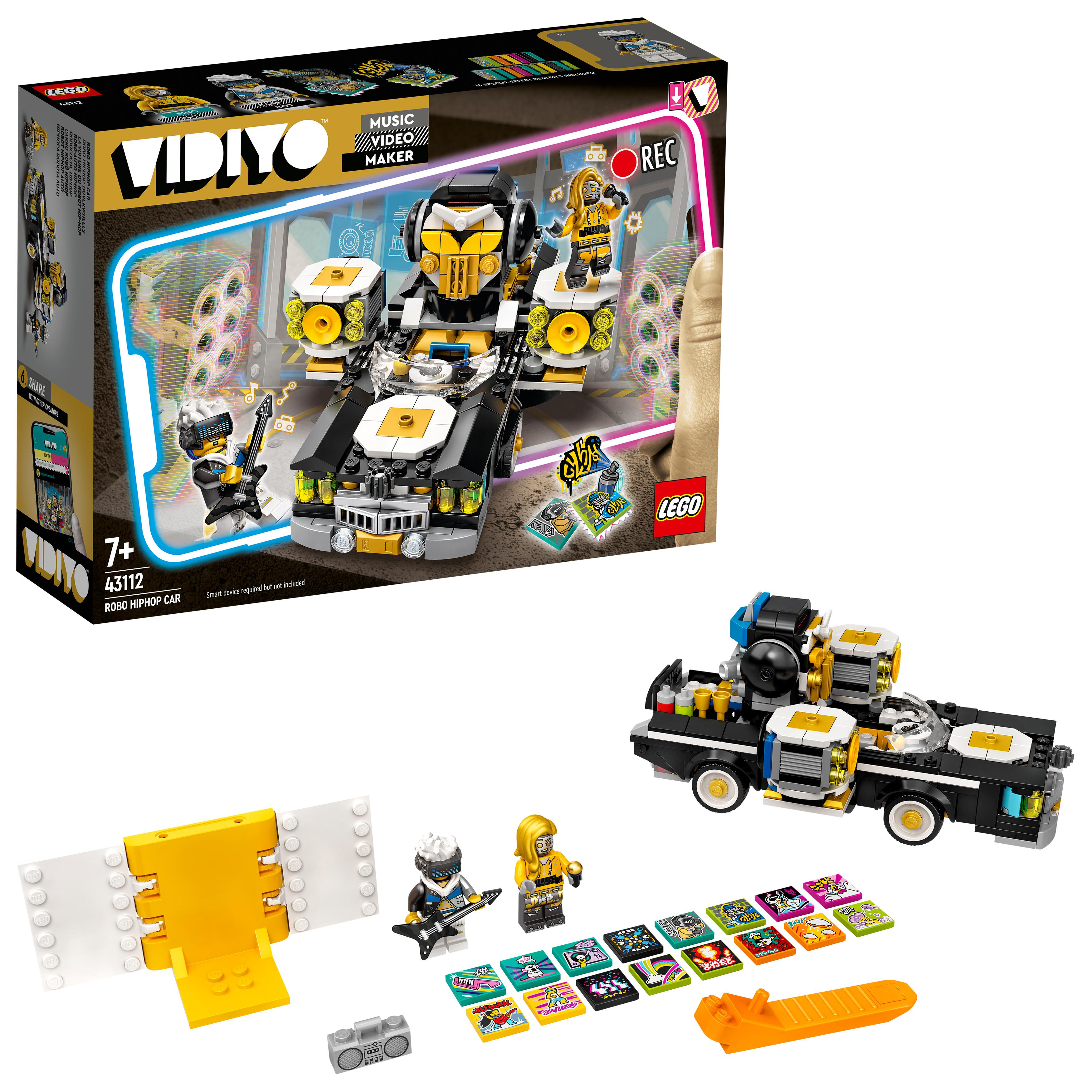 LEGO® VIDIYO Robo HipHop Car Set 43112 for creative music videos, includes minifigures and accessories.