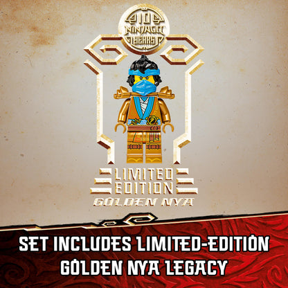 Limited-edition LEGO® NINJAGO Golden Nya minifigure with exceptional detailing and vibrant colors.