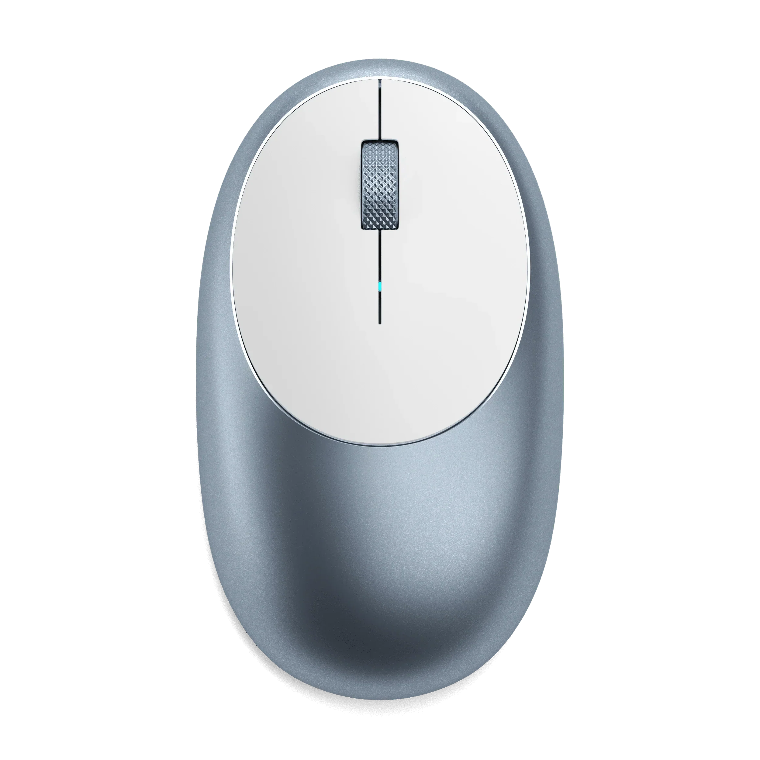 Satechi M1 Bluetooth Mouse in silver color with ergonomic design and a smooth surface.
