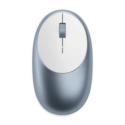 Satechi M1 Bluetooth Mouse in silver color with ergonomic design and a smooth surface.