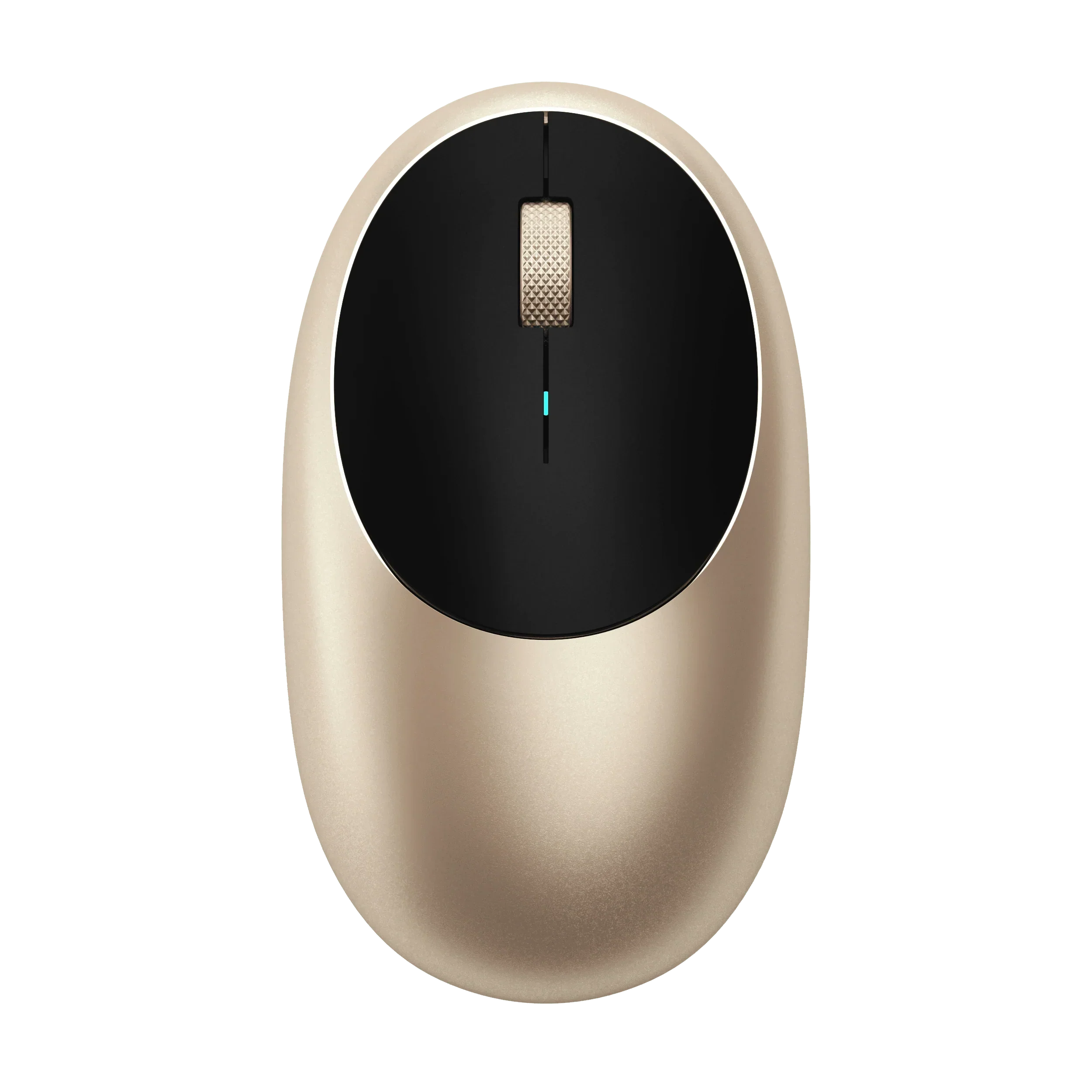 Elegant Satechi M1 Bluetooth Wireless Mouse in gold color, featuring ergonomic design and scroll wheel.