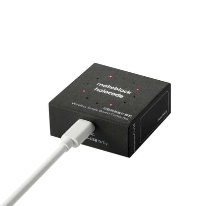 Makeblock HaloCode V2 wireless single board computer with USB connection and built-in sensors.
