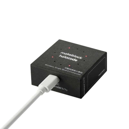 Makeblock HaloCode_EN V2 wireless single board computer with USB connection for IoT projects.