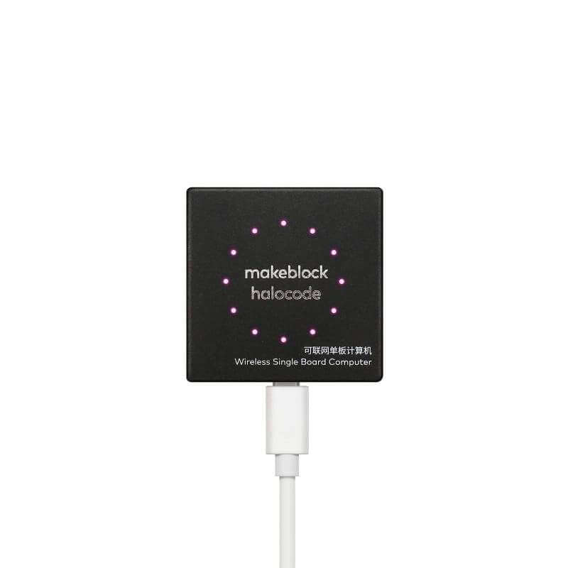 Makeblock HaloCode V2 wireless single board computer with LED display and USB connection.