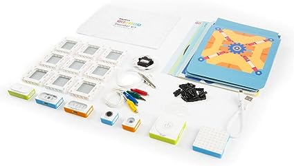 Makeblock Neuron Artist Kit components, including electronic blocks, templates, and accessories for creative learning.