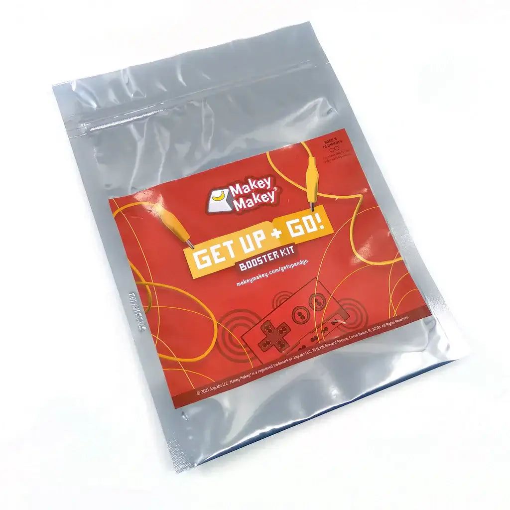 Makey Makey Get Up + Go! Booster Kit packaging for interactive and active learning.