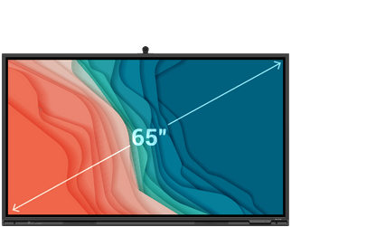 Newline Elara 65" 4K Interactive Touchscreen with vibrant wave design and integrated camera.