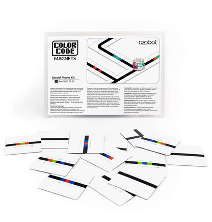 Ozobot Colour Code Magnets Special Moves Kit with puzzle pieces for teaching coding principles to young students.