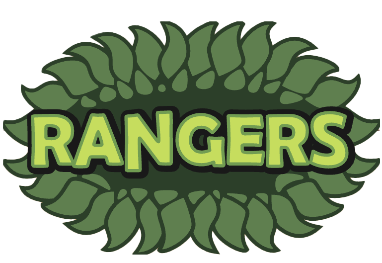 Stylized logo reading 'RANGERS' surrounded by a leafy green design, vibrant and eye-catching.