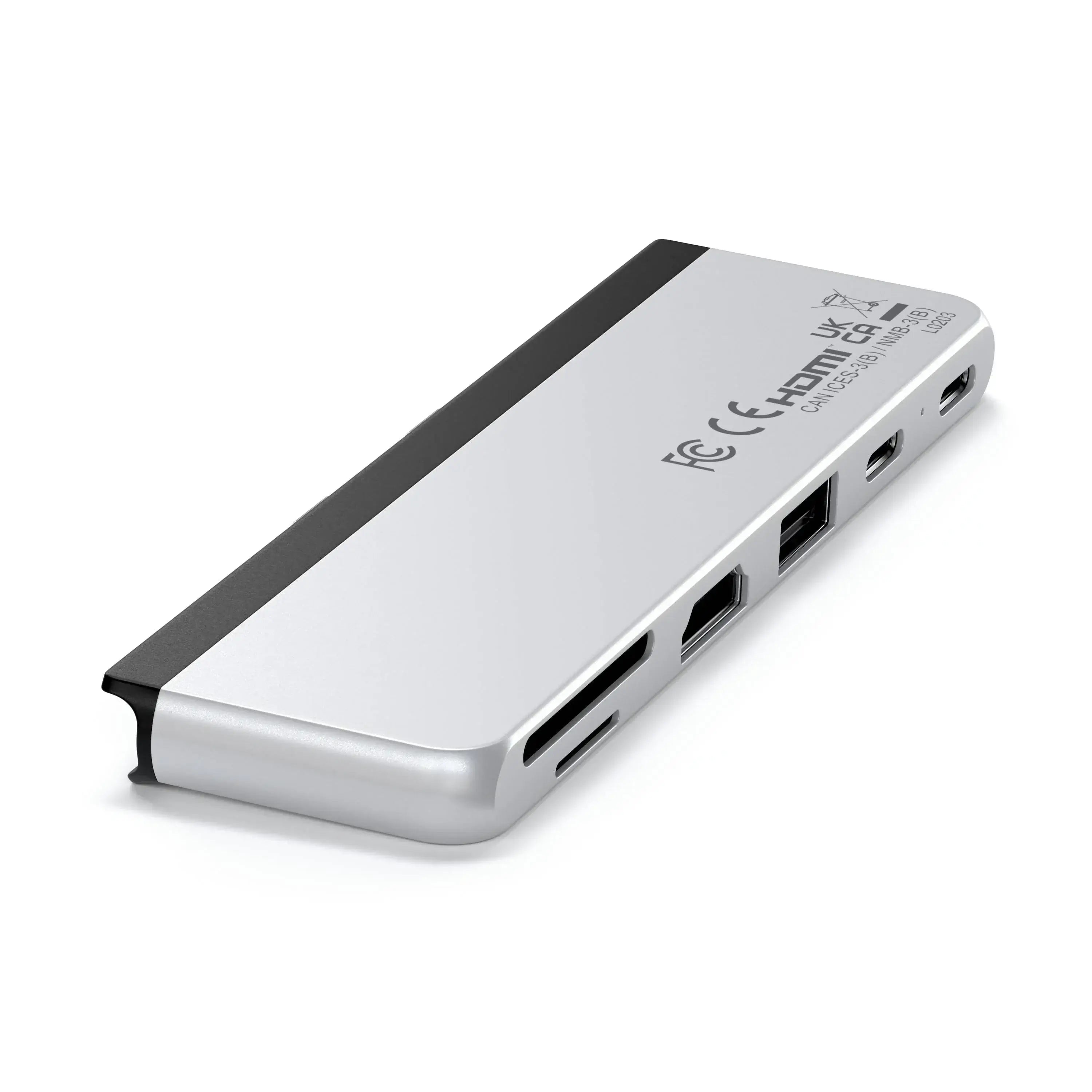 Satechi Dual USB-C Hub for Surface Pro 9 showcasing its sleek and functional design with multiple ports